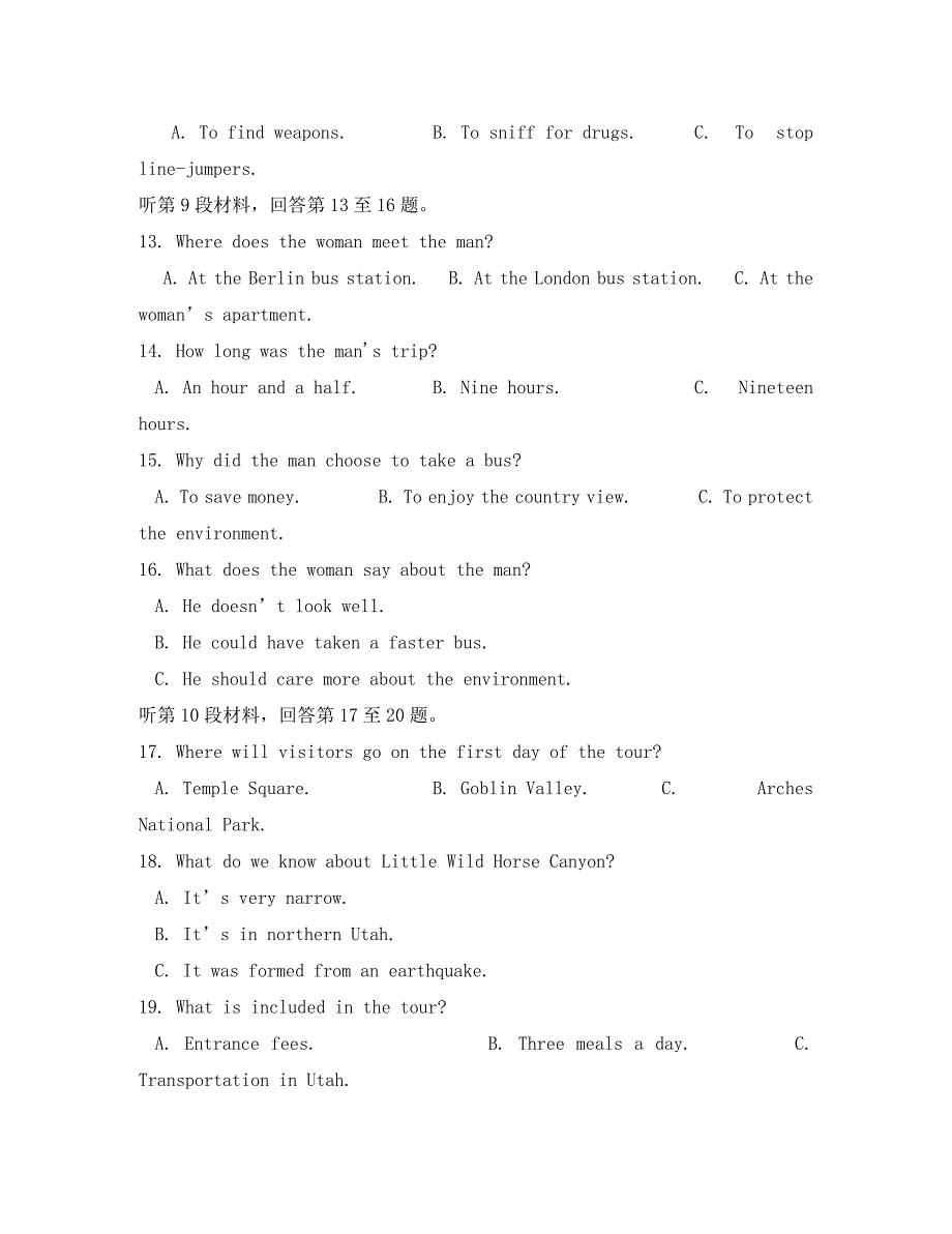 河南省周口扶沟县高级中学2020学年高一英语下学期第二次月考试题_第3页