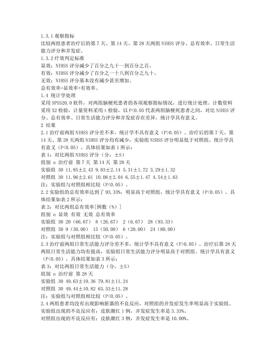 观察脑保护性药物治疗脑梗死的临床疗效.docx_第2页