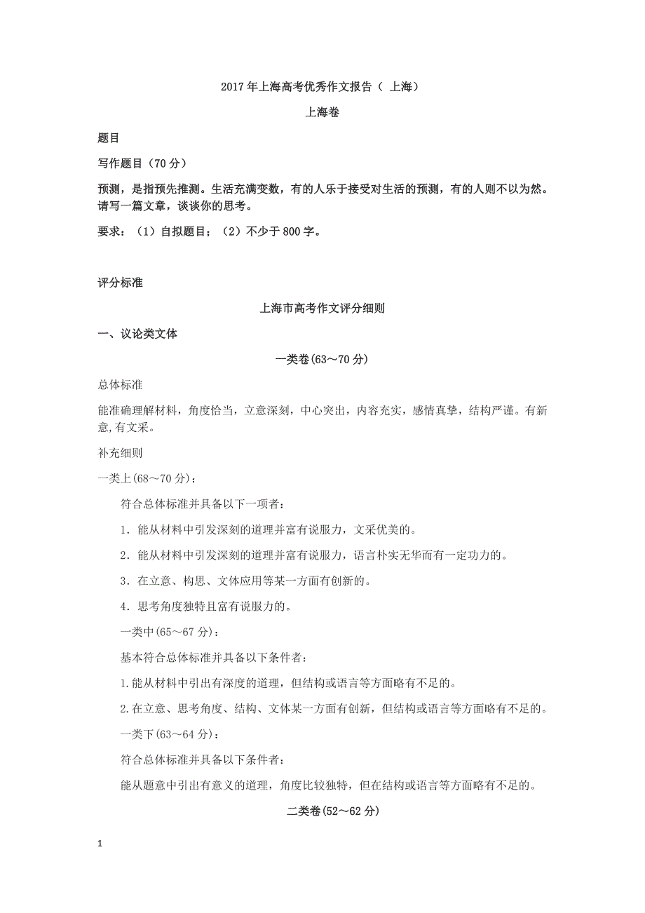 2017年上海高考优秀作文报告教学材料_第1页