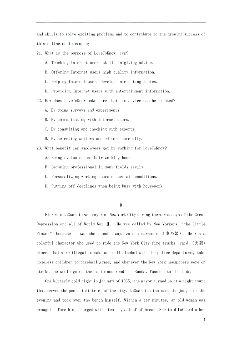 河南省鲁山县第一高级中学届高三英语11月月考.doc_第2页