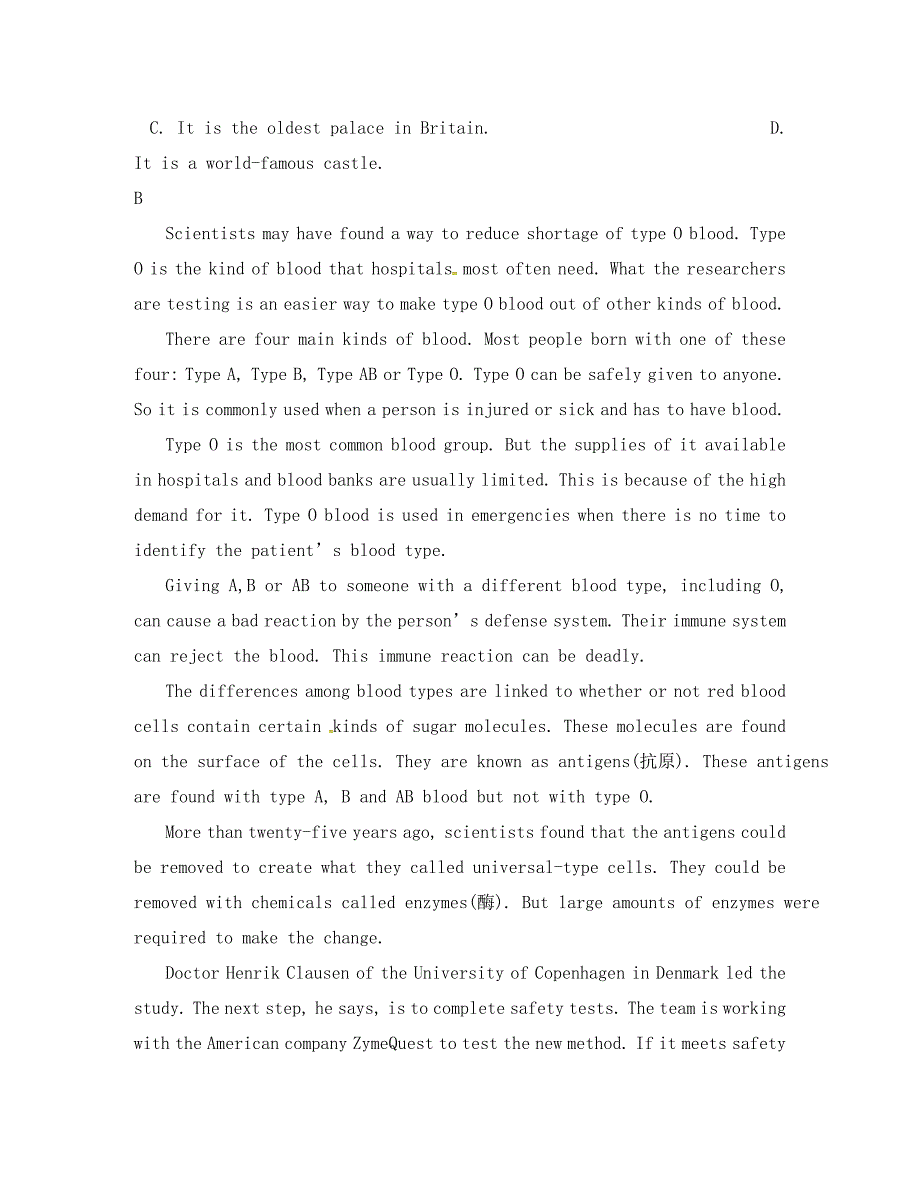 甘肃省张掖市临泽县第一中学2020学年高一英语上学期期末模拟考试试题_第3页