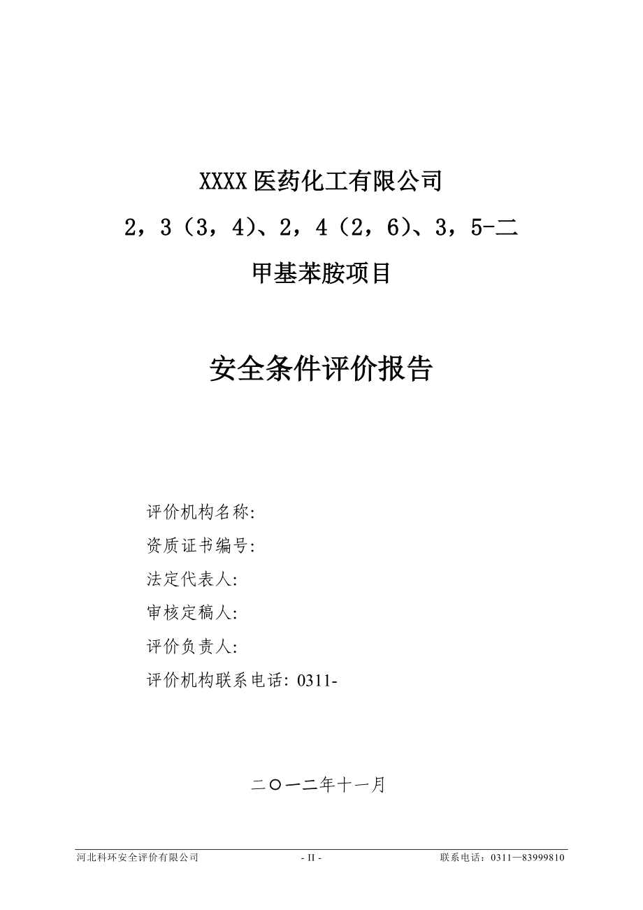 （医疗药品管理）河北大鹏医药化工有限公司设立安全评价_第3页