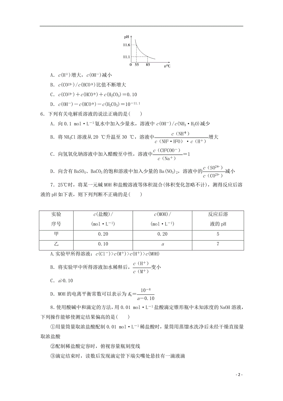 河北邯郸大名一中2020高二化学半月考试.doc_第2页