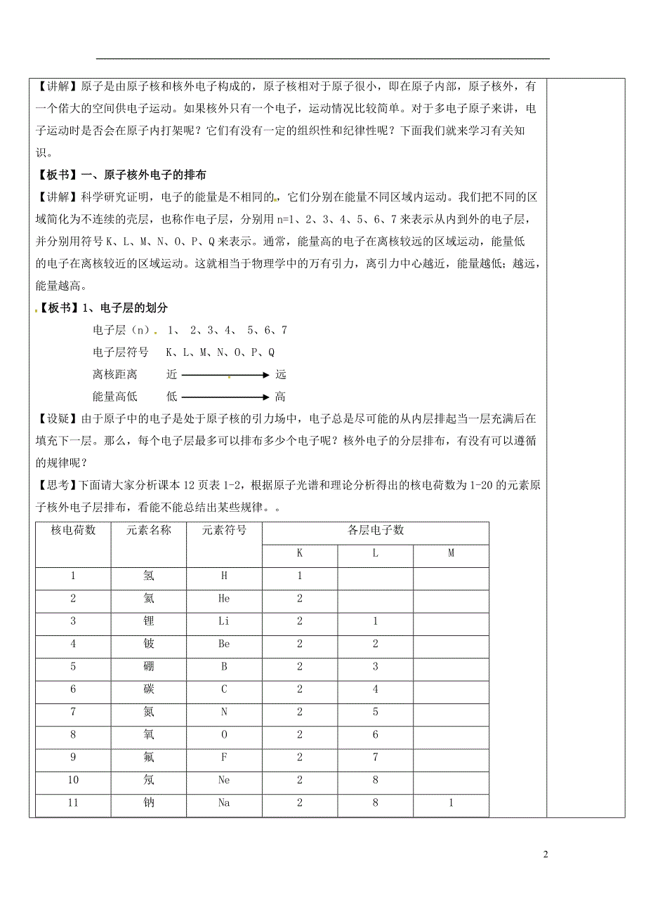 高中化学第一章物质结构元素周期律第二节元素周期律第1课时教案1必修2.doc_第2页