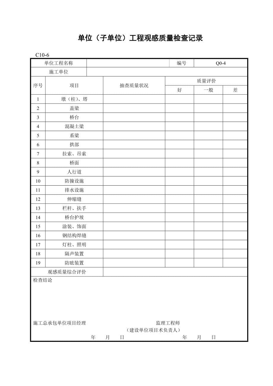 （建筑工程制度及套表）四桥梁工程验收表格_第5页