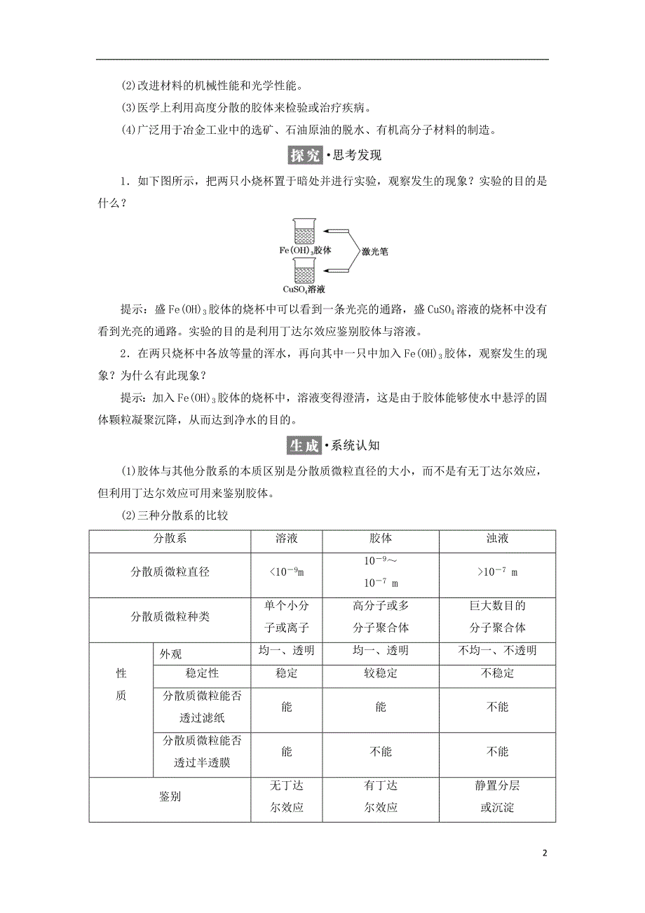 高中化学1化学家眼中的物质世界第一单元丰富多彩的化学物质第4课时物质的分散系教学案苏教必修1.doc_第2页