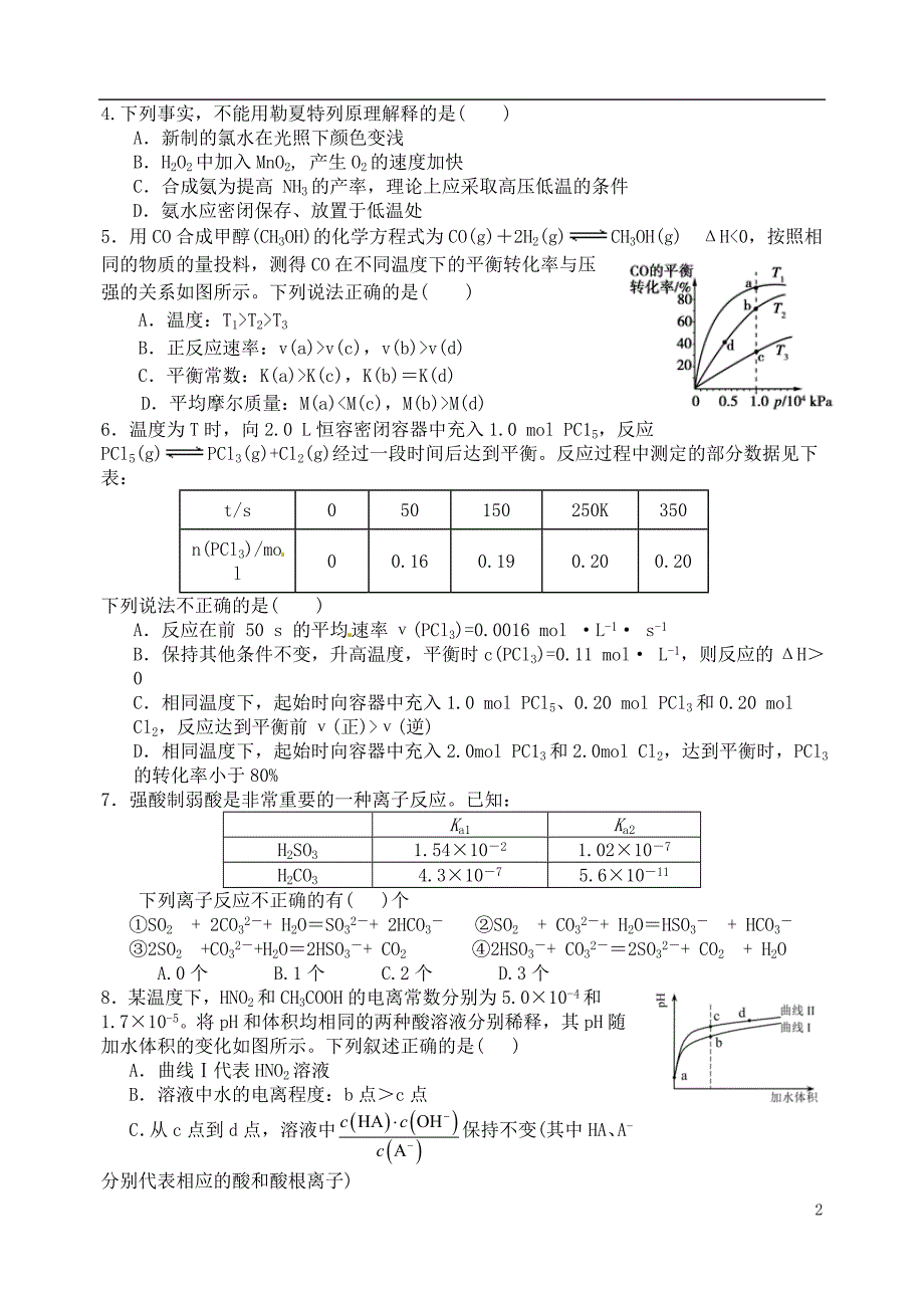 山西2020高二化学月考 1.doc_第2页