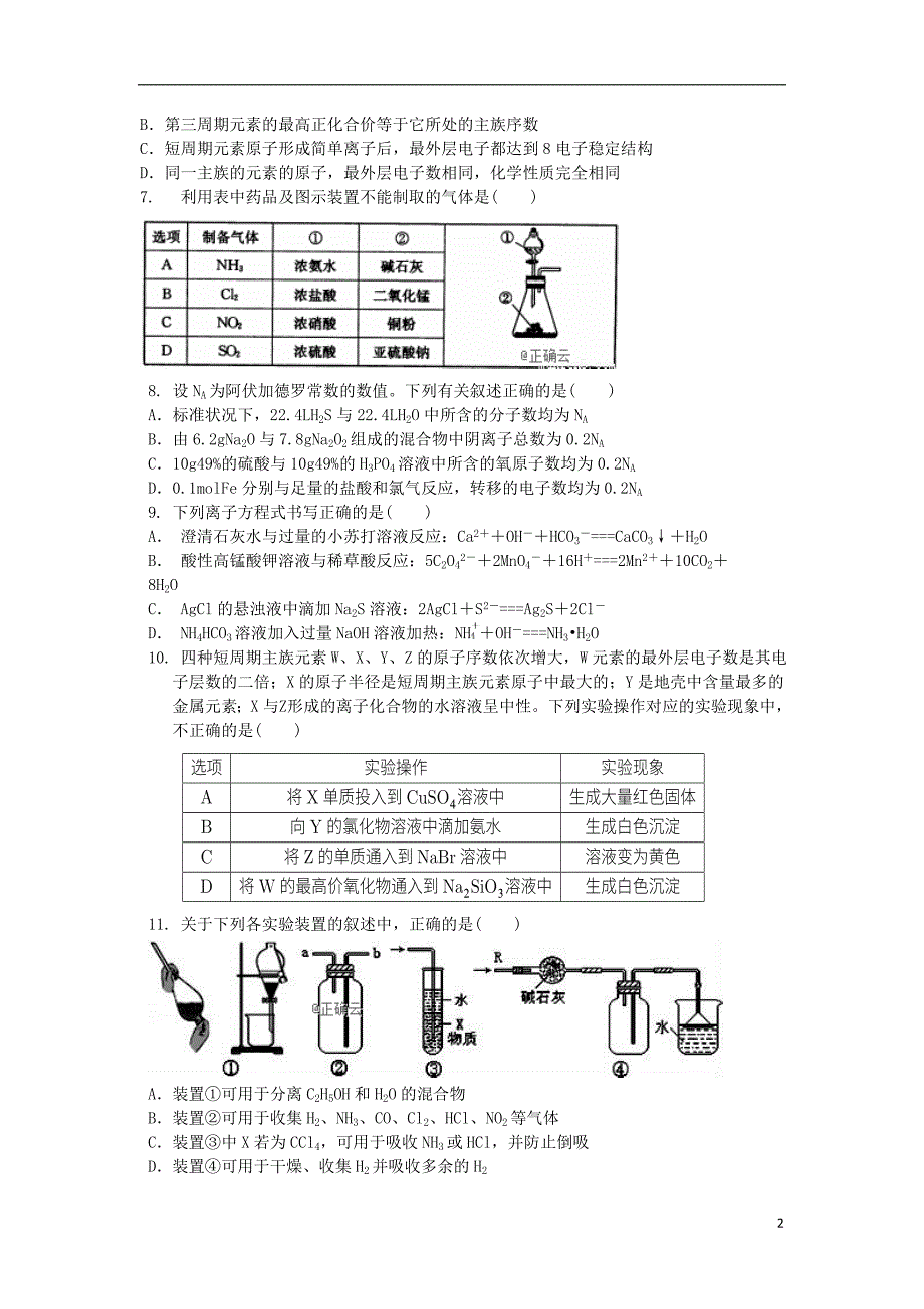 辽宁沈阳城郊重点联合体高三化学期中.doc_第2页