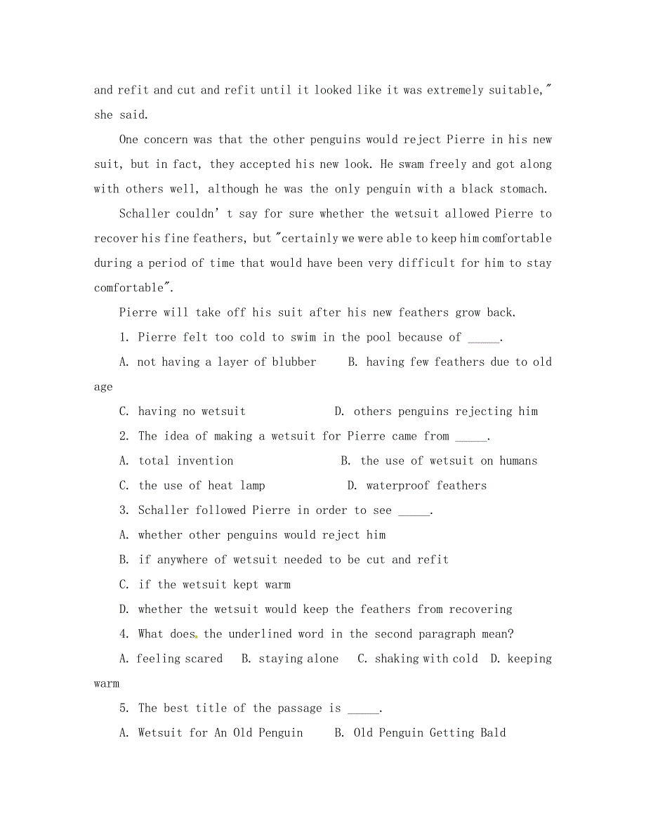 重庆市重庆实验学校高三英语专项题型复习《限时训练》练习习题_第4页