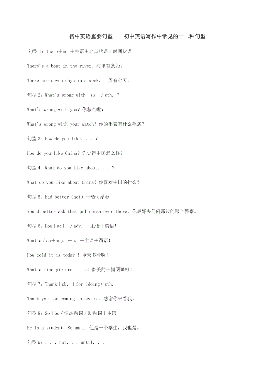 2011中考英语句型_第1页