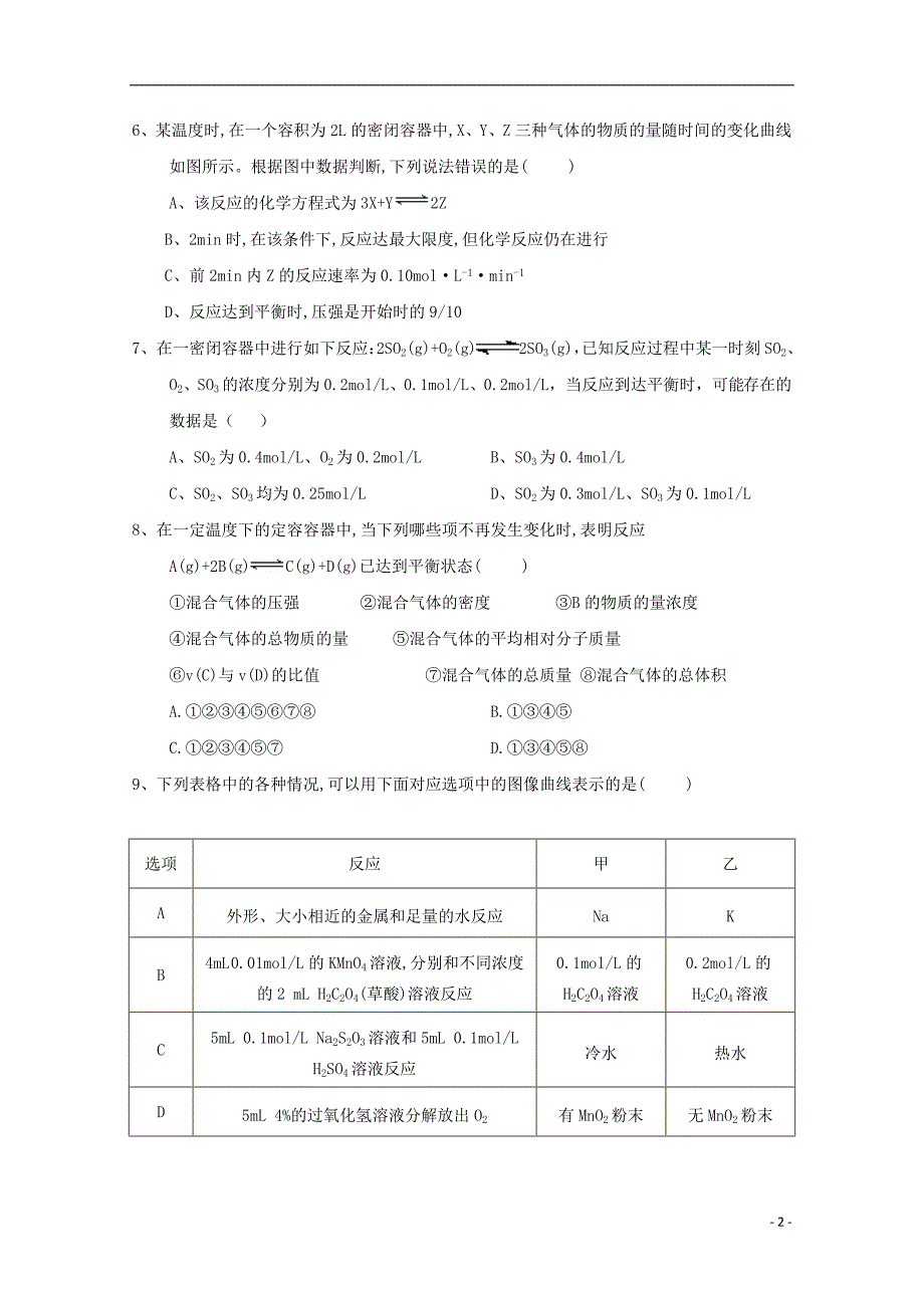 陕西高二化学第一次教学质量检测 1.doc_第2页