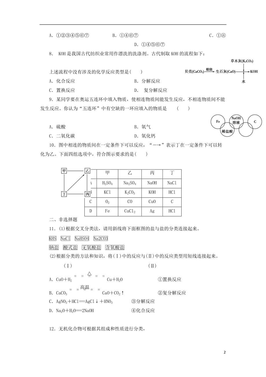贵州贵阳高中化学第二章化学物质及其变化2.1物质的分类练习必修1.doc_第2页