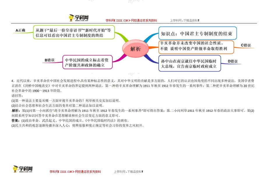 教材图解·人教版高中历史必修1（思维导图+微试题）4.13辛亥革命_第4页