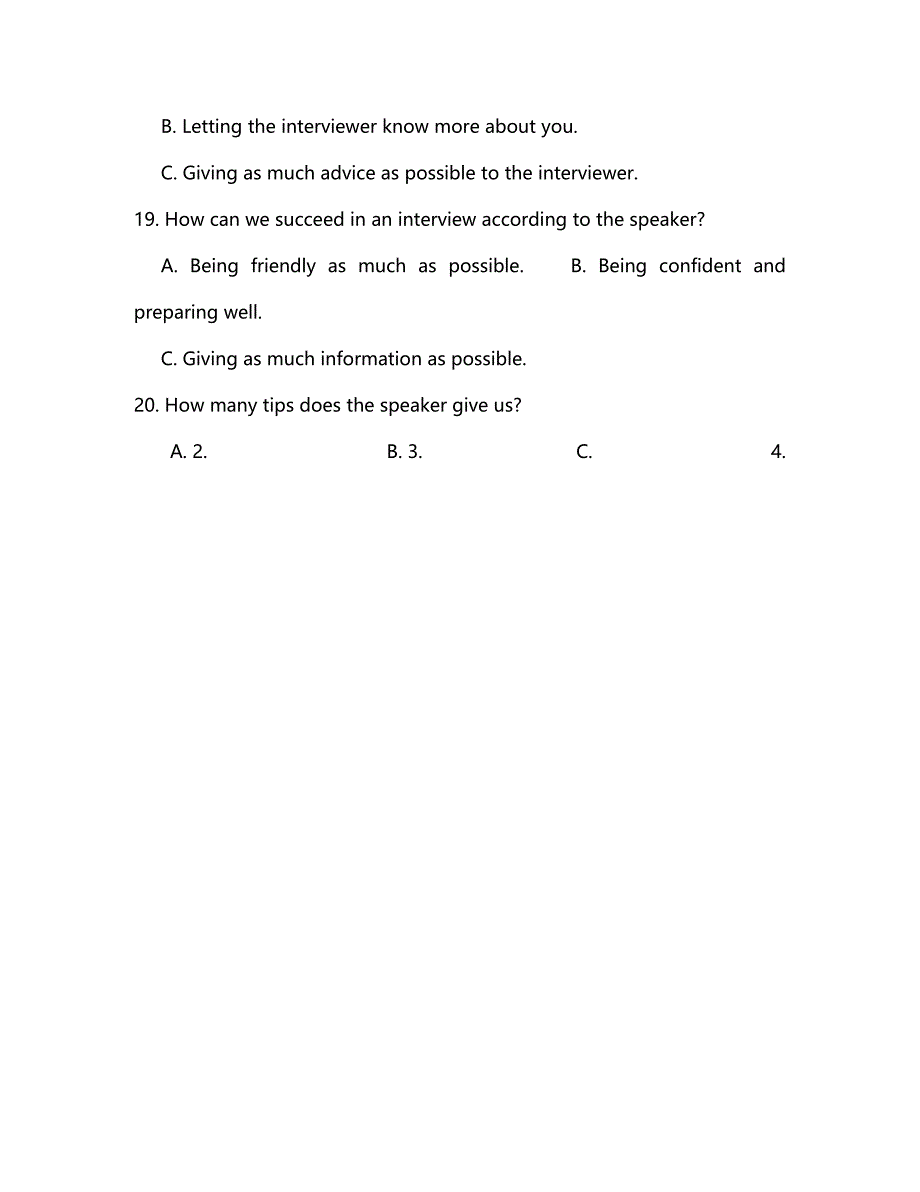 福建省2020学年高二英语上学期期中试题 理_第4页