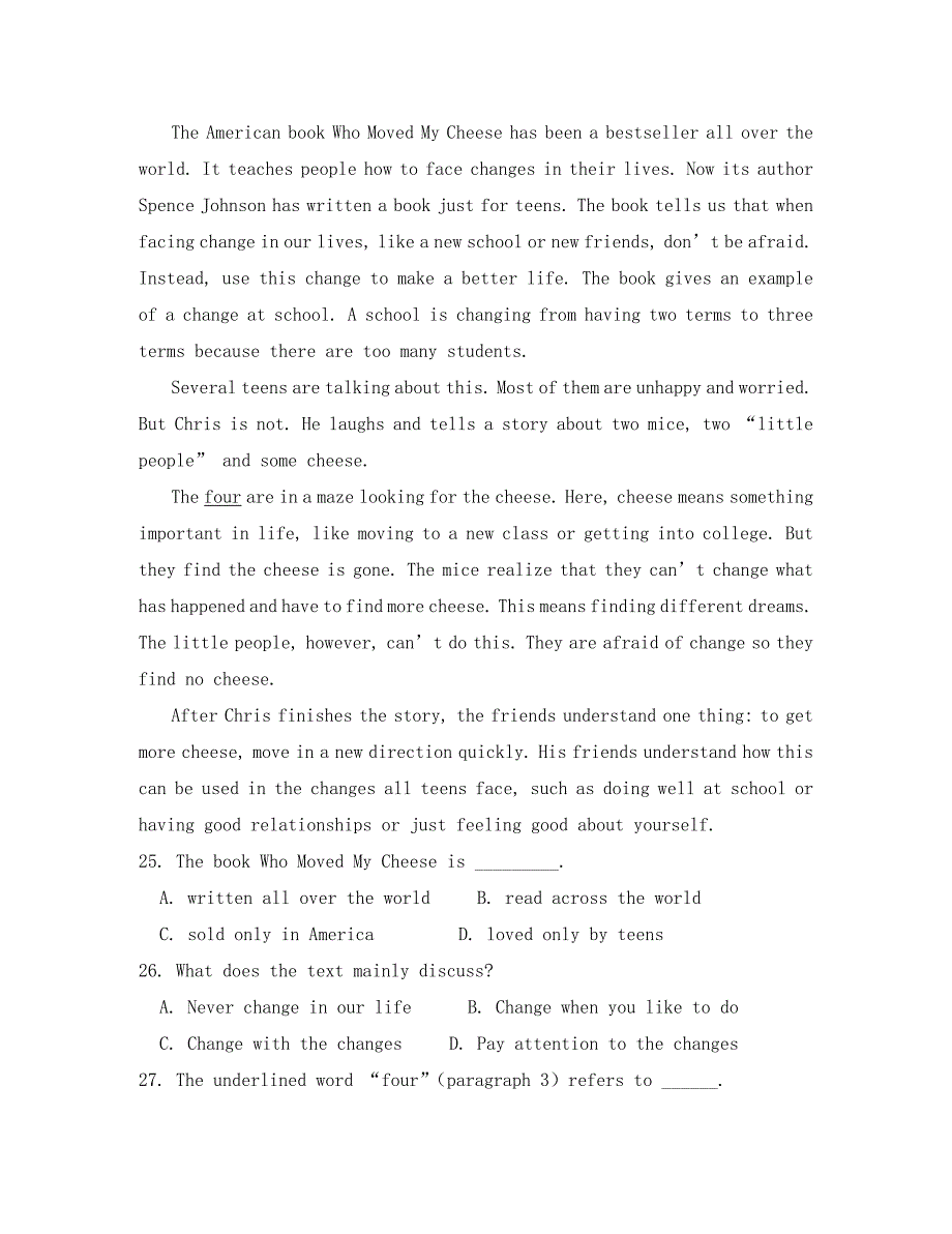 2020学年高二英语上学期第一次月考试题_第3页