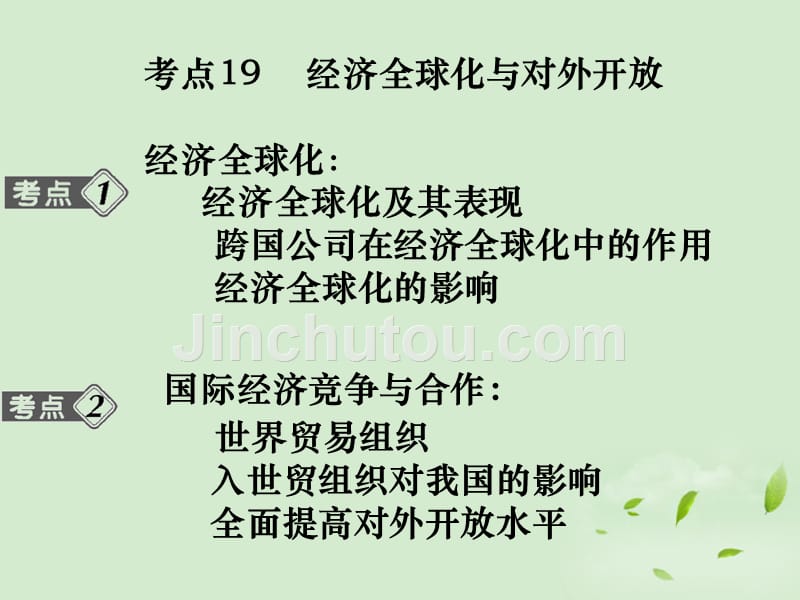 陕西汉中陕飞二中高三政治一轮复习考点19经济全球化与对外开放.ppt_第2页