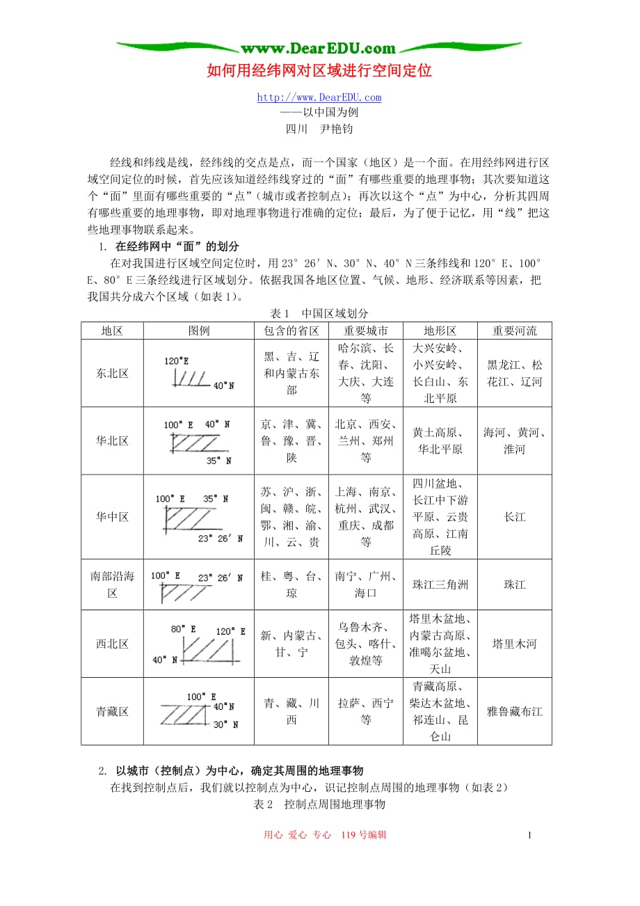 如何用经纬网对区域进行空间定位 学法指导 不分本.doc_第1页