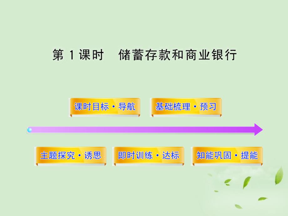 高中政治课时讲练通2.6.1储蓄存款和商业银行必修1.ppt_第1页