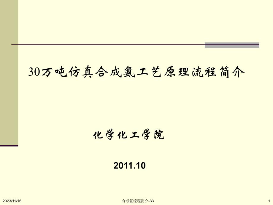 合成氨工艺与仿真简介2011-简_第1页