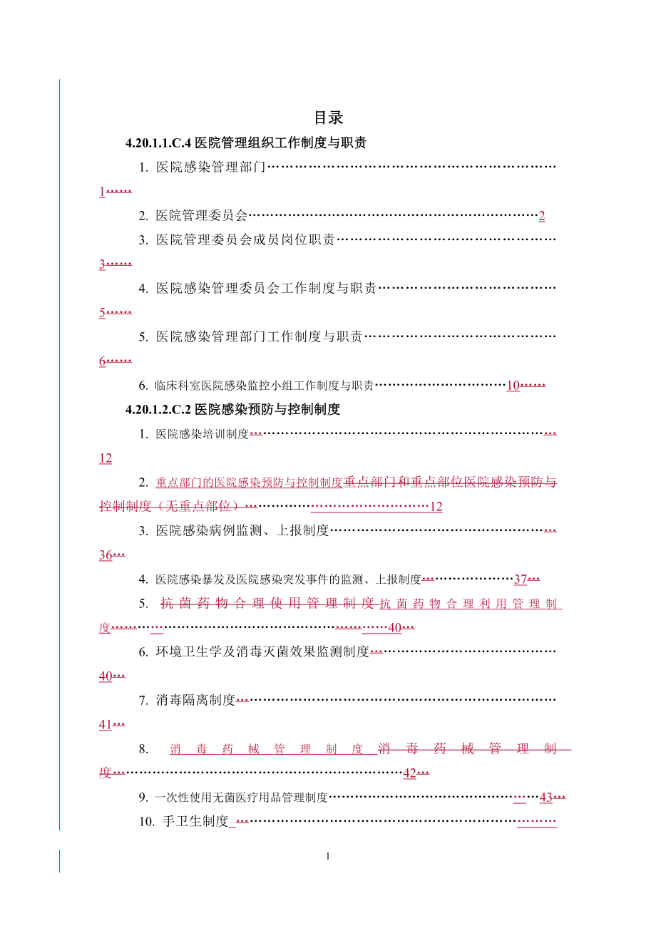 （岗位职责）医院评审制度职责措施目录_第1页