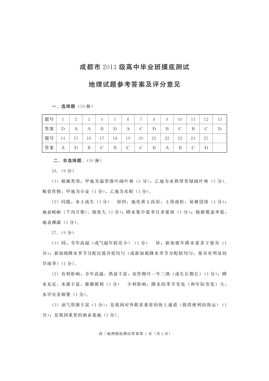四川成都冕宁中学高三开学摸底测试地理.pdf_第1页