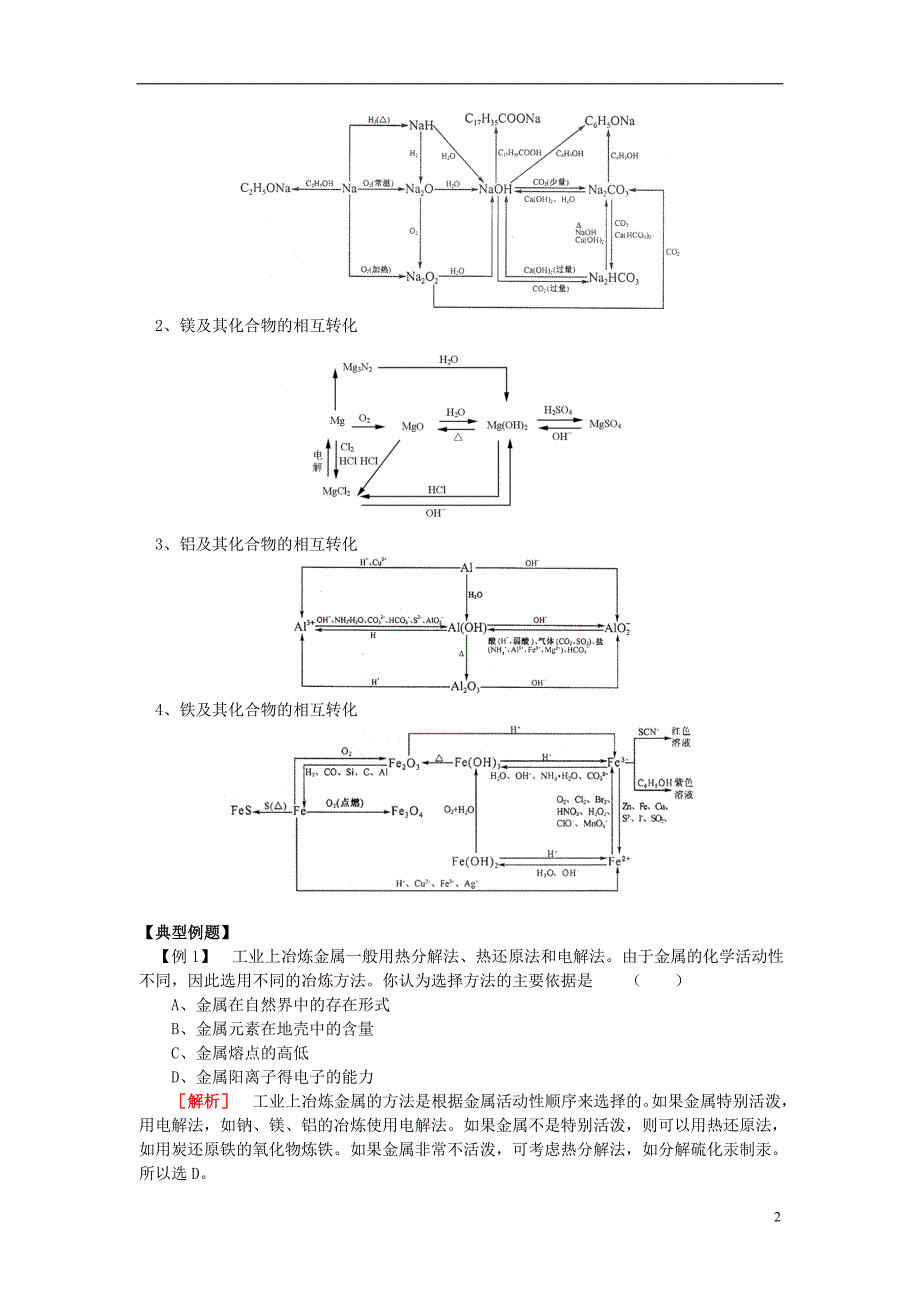 高考化学第二轮复习钠、镁、铝、铁和铜等金属单质及其化合物的化学性质学案鲁科.doc_第2页