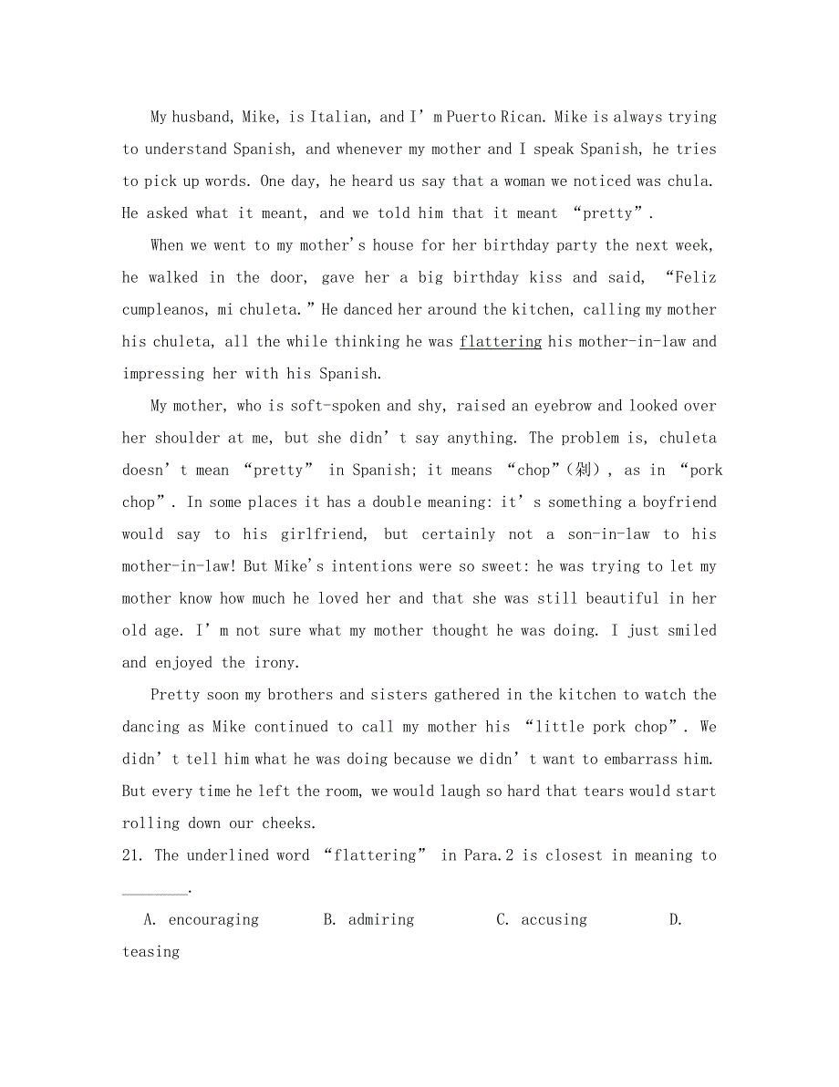 浙江省金华市十校2020学年高二英语下学期期末调研考试试题_第4页