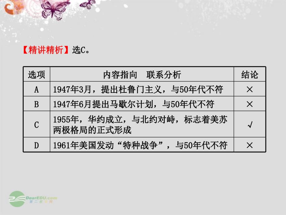 点对点检测高三历史三轮训练 当今世界政治格局的多极化趋势.ppt_第3页