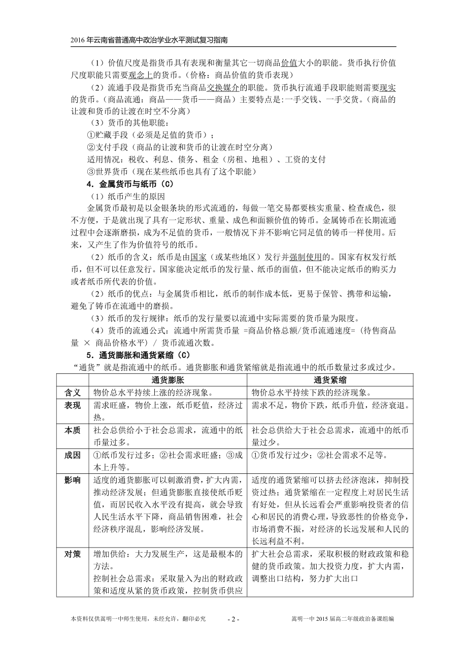 2016年云南省普通高中学业水平测试复习指南_第2页