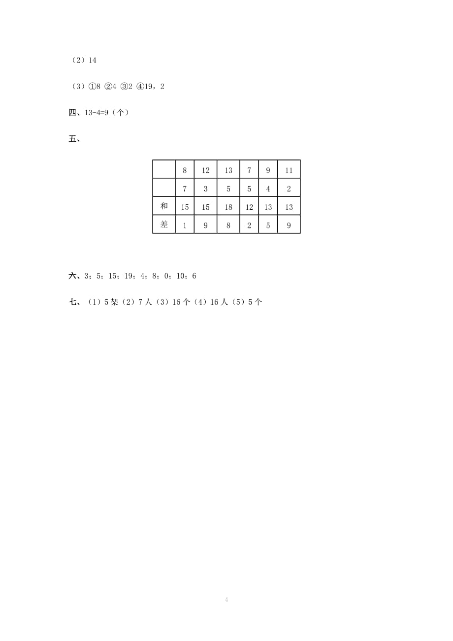 人教新课标数学一年级下学期第2单元测试卷1_第4页