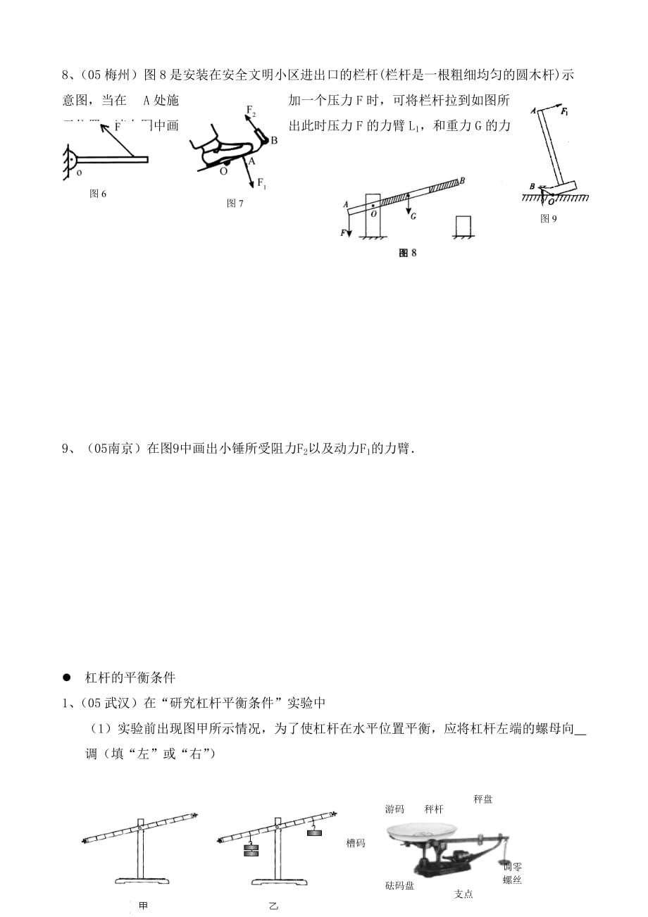 中考物理杠杆练习 浙教版_第2页