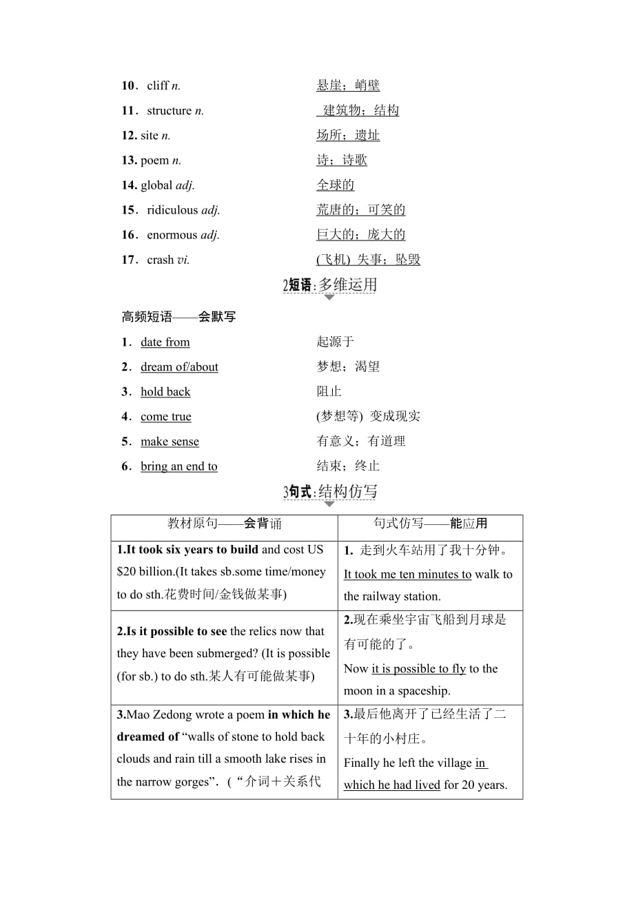 2018届高考英语基础知识复习学案18 必修三 Module 6 Old and New_第2页