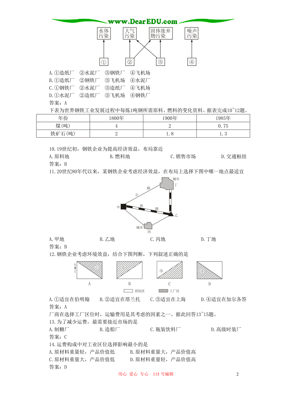 高中同步测控优化训练地理区域产业活动B 湘教必修Ⅱ .doc_第2页