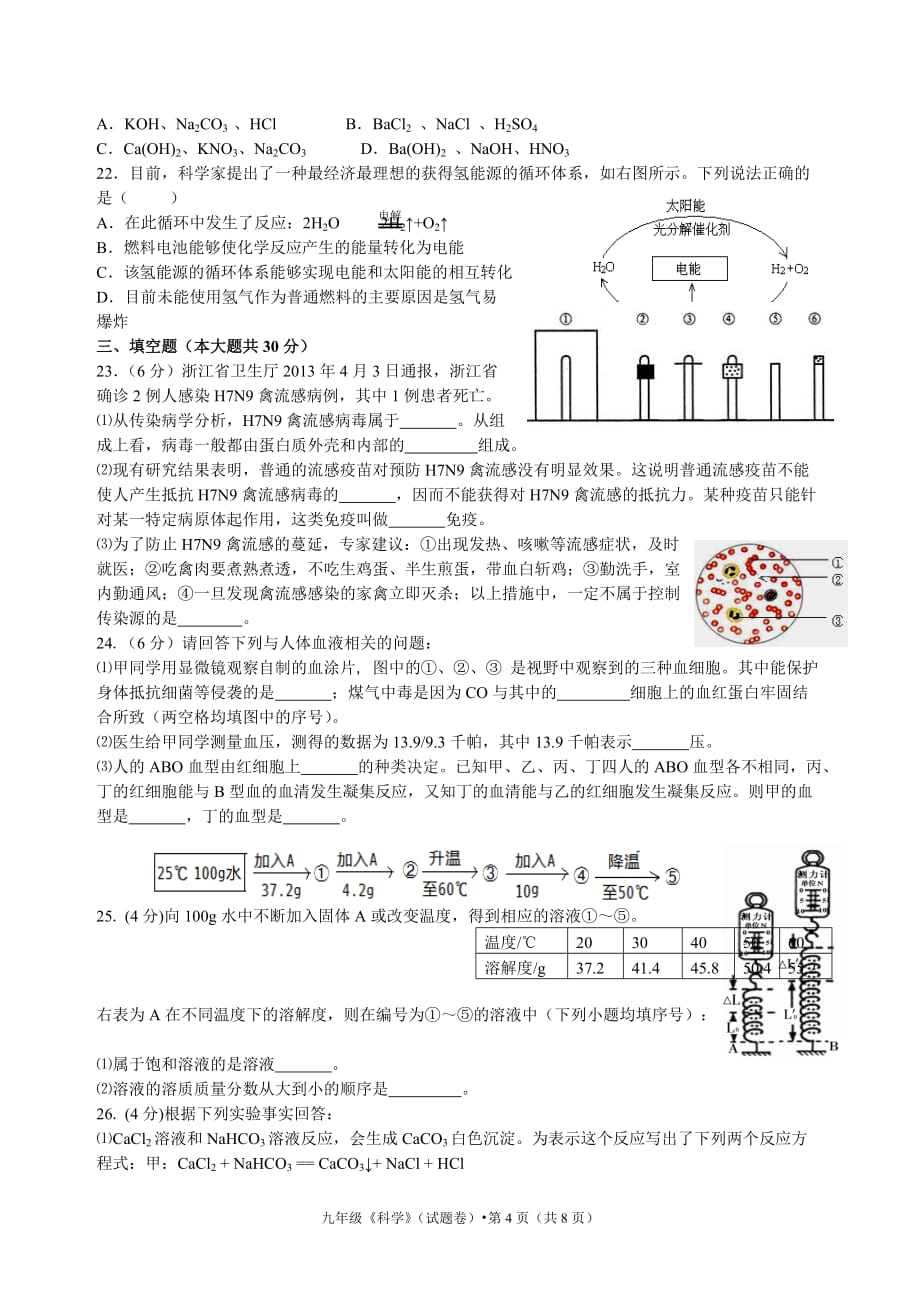 2013年杭州市各类高中招生文化模拟考试(西湖区)该版_第4页