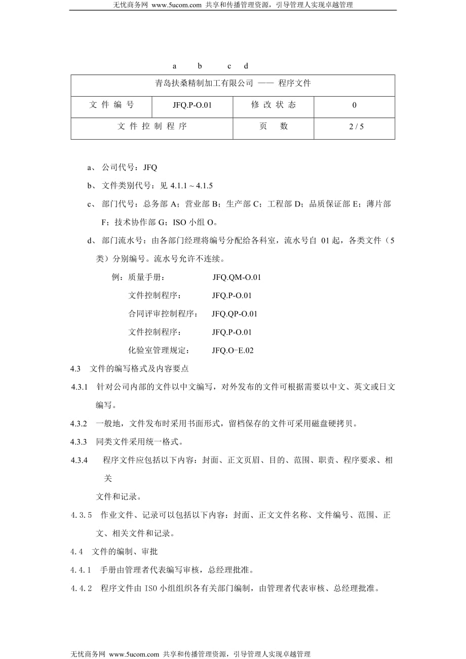 （档案管理）青岛某精制加工有限公司文件控制程序_第2页