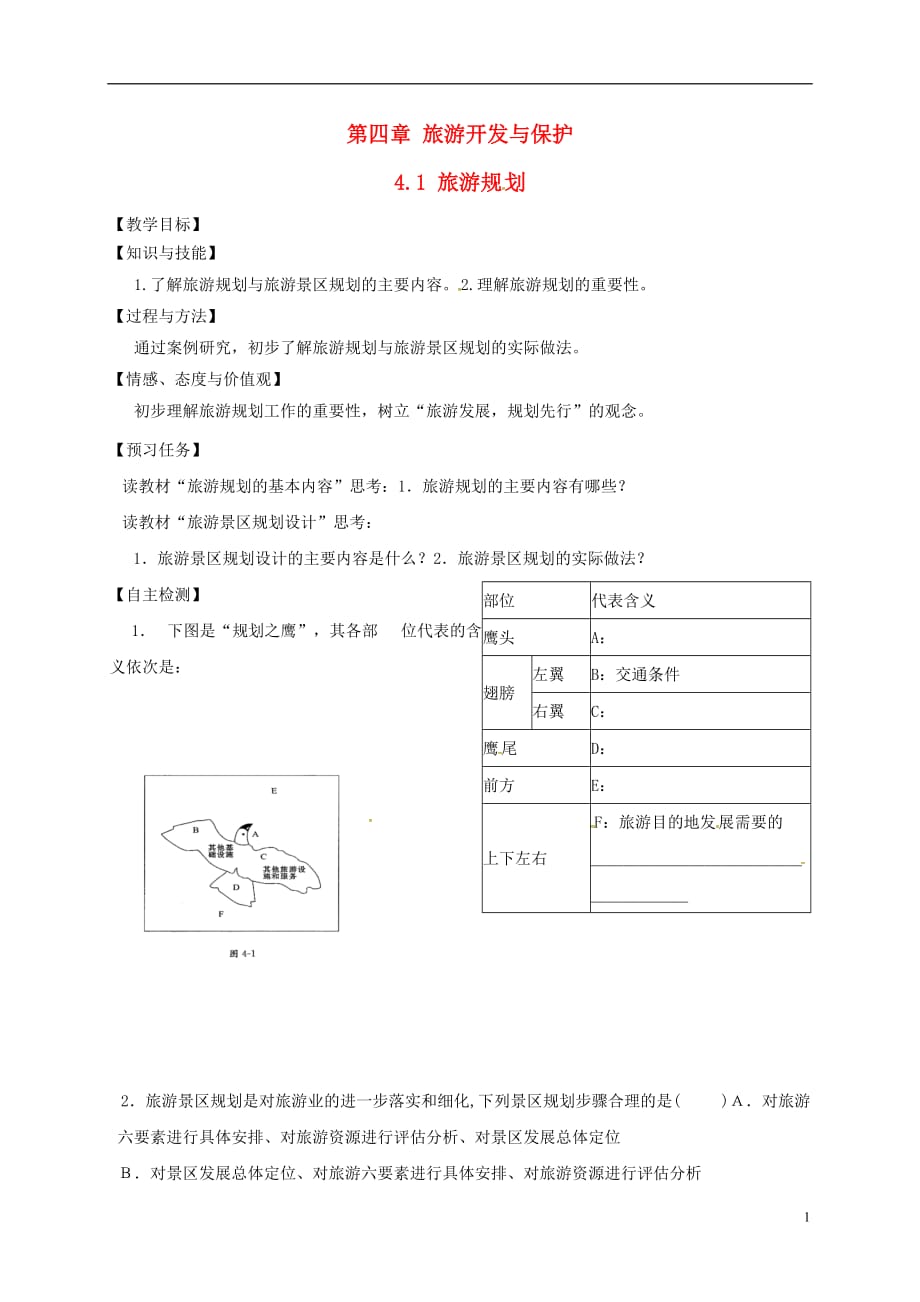 山西忻州高中地理第四章旅游开发与保护4.1旅游规划预习案选修3 1.doc_第1页