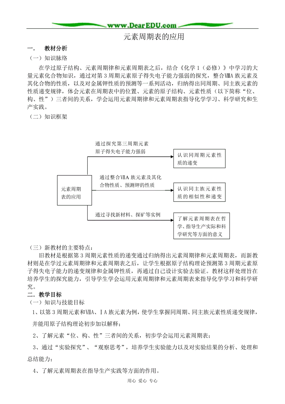 高中化学元素周期表的应用教案 鲁科 必修2.doc_第1页