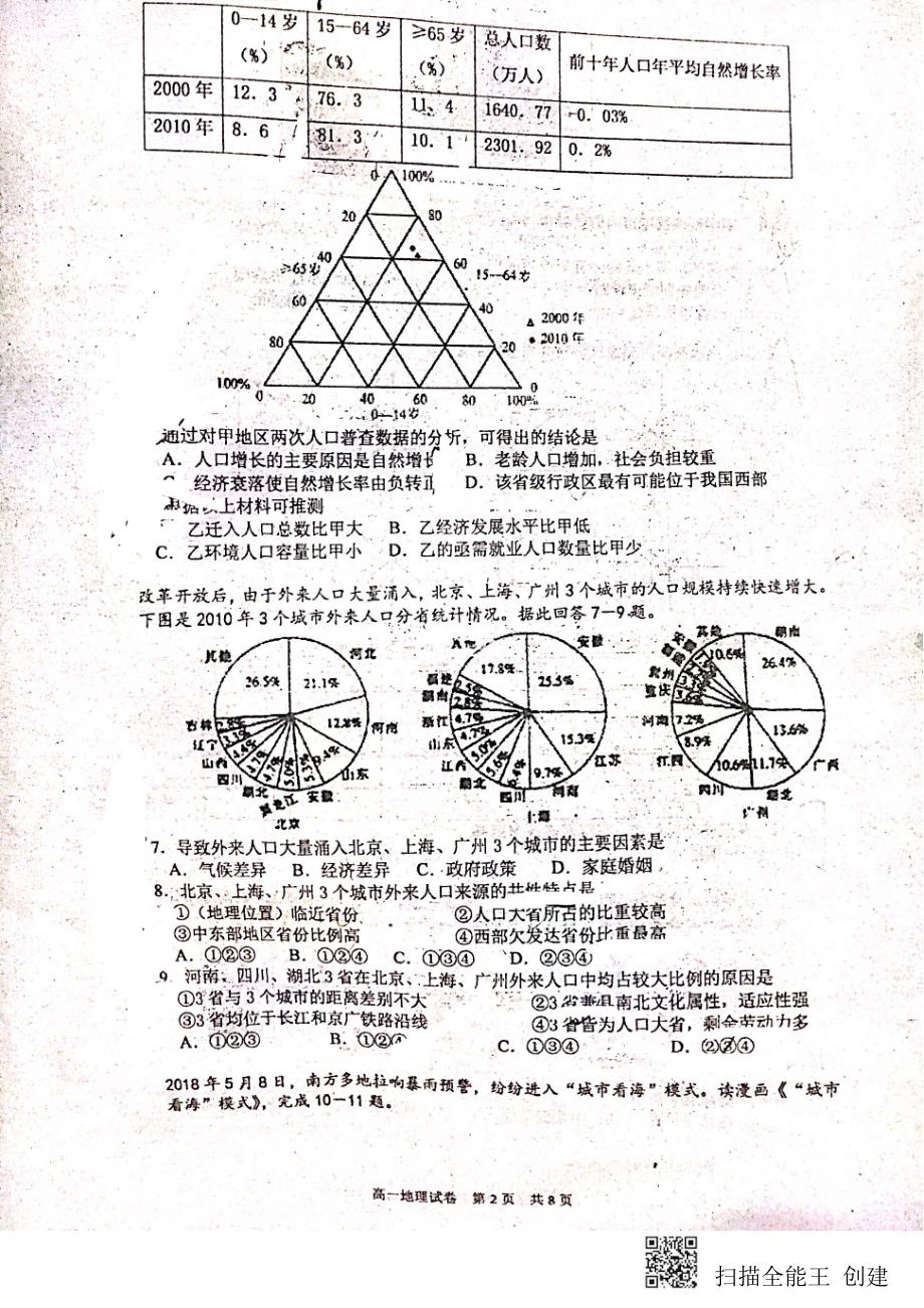 湖南长沙高一地理期末考试PDF.pdf_第2页