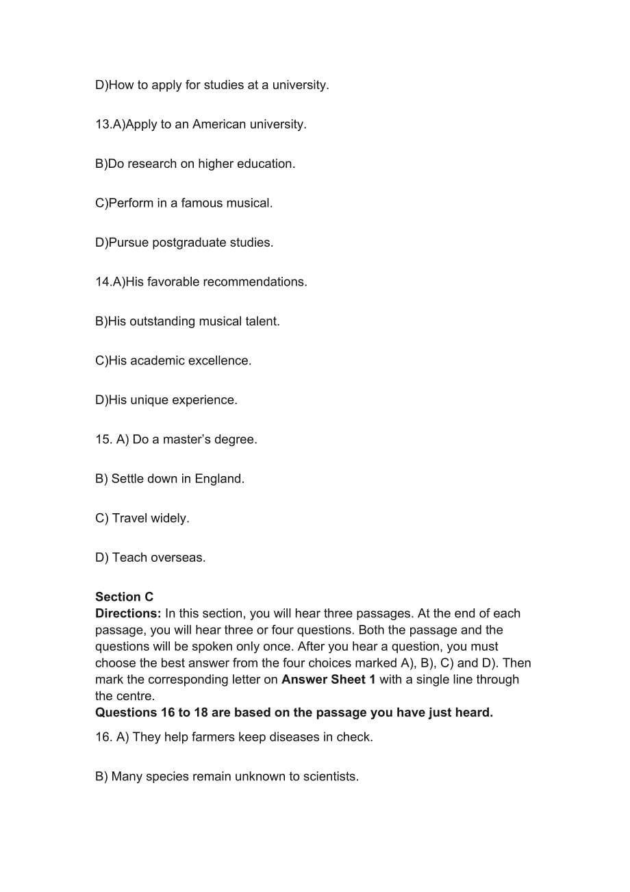 2019年6月大学英语四级考试真题及参考答案(第1套).docx_第5页