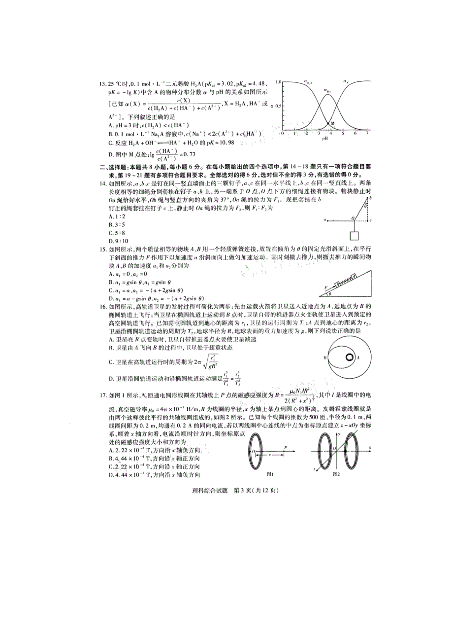 河南省天一大联考“顶尖计划”2020届高三毕业班第二次考试理综试题 扫描版含答案_第3页