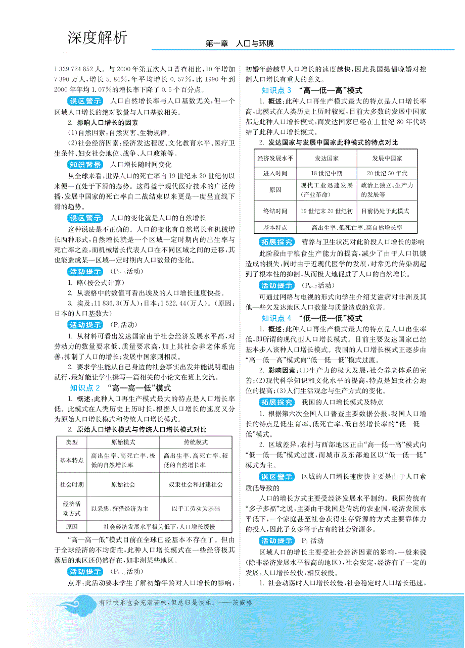 深解析高中地理教材内容详解综合拓展延伸可是针对训练pdf1.1 人口的增长模式 湘教必修2.pdf_第2页