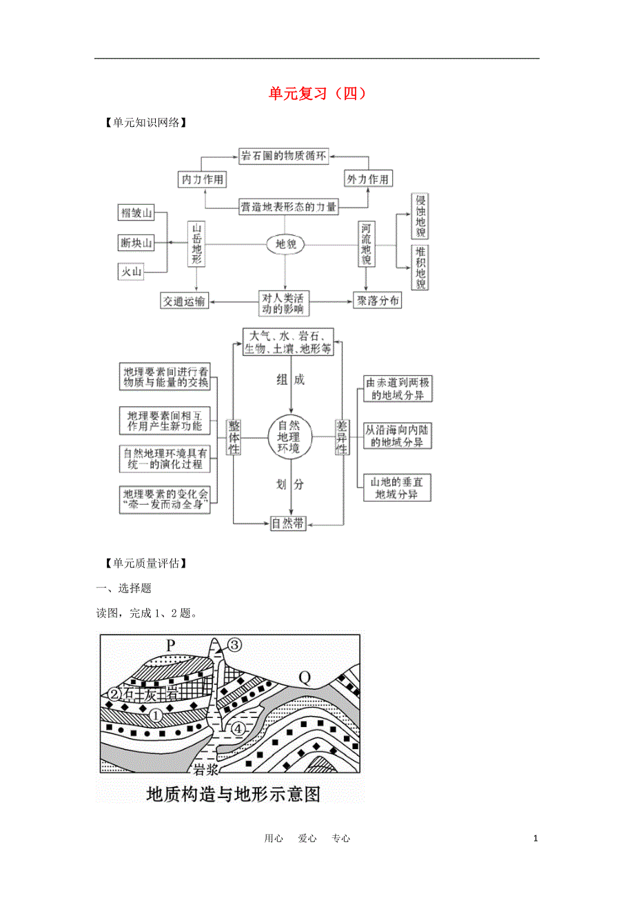 高三地理一轮 单元复习四含第四、五章学案 必修1.doc_第1页
