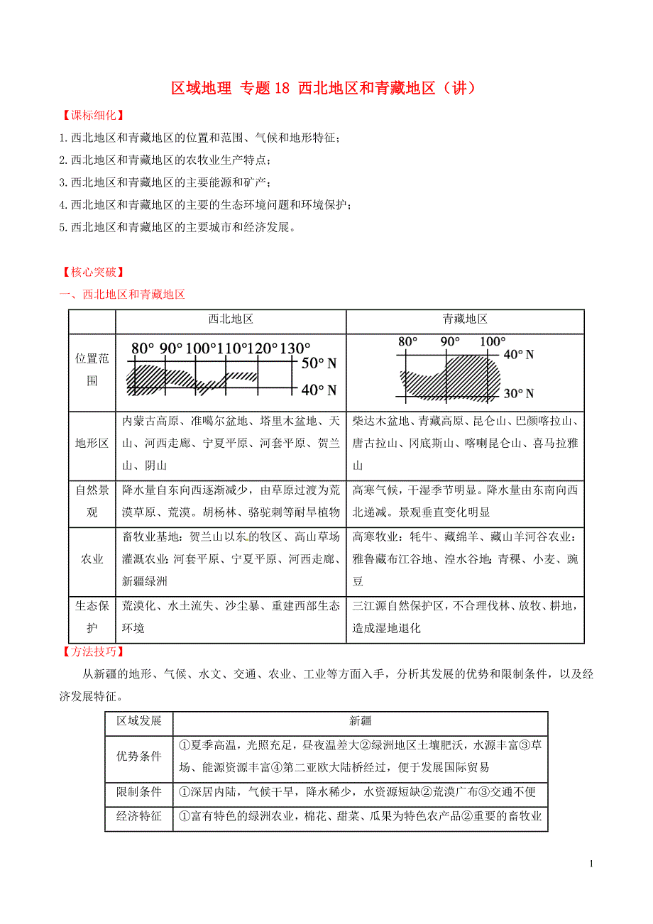 高中地理区域地理18西北地区和青藏地区讲提升必修3 1.doc_第1页