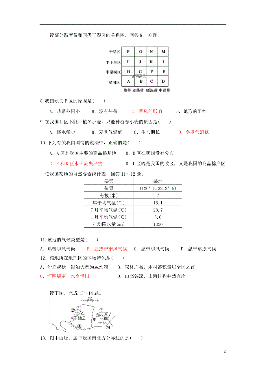 黑龙江大兴安岭漠河第一中学2020高二地理月考.doc_第2页