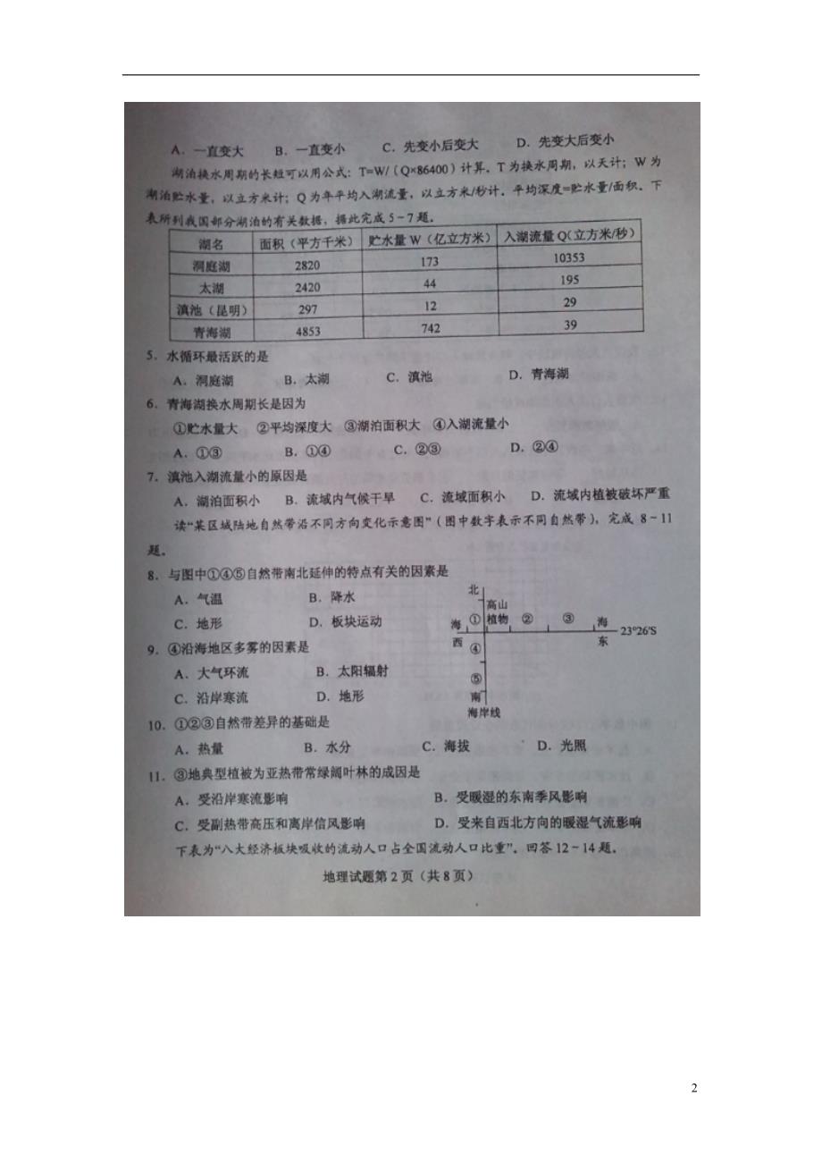 山东莱芜高三地理期末考试.doc_第2页