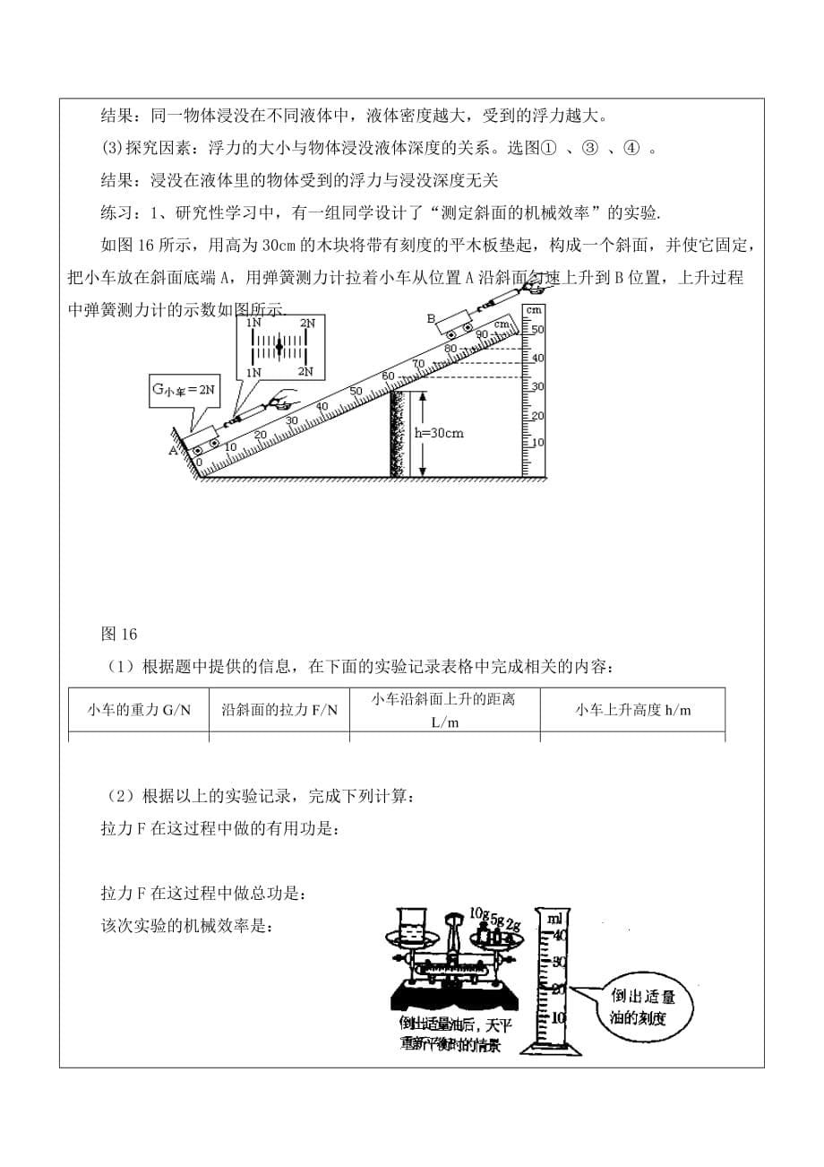 山东省广饶县丁庄镇中心初级中学2020届中考物理一轮复习 专题四 实验探究学案（无答案）_第5页