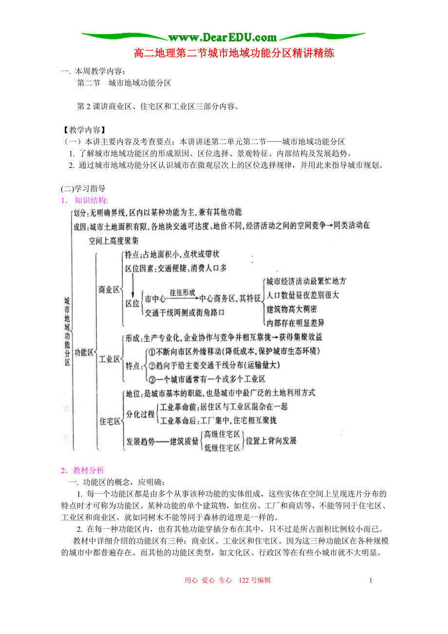 高二地理第二节城地域功能分区精讲精练 .doc_第1页