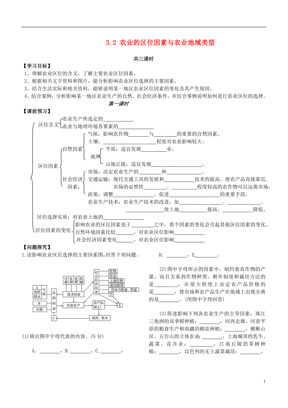 高中地理第三章区域产业活动3.2农业的区位因素与农业地域类型学案湘教必修2 1.doc_第1页