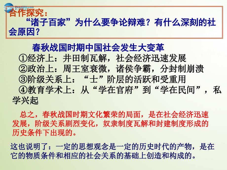 高中历史 第1课百家争鸣和儒家思想的形成 必修3.ppt_第4页