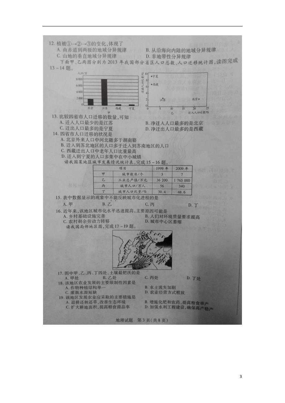 河南安阳高三地理毕业班调研考试.doc_第3页